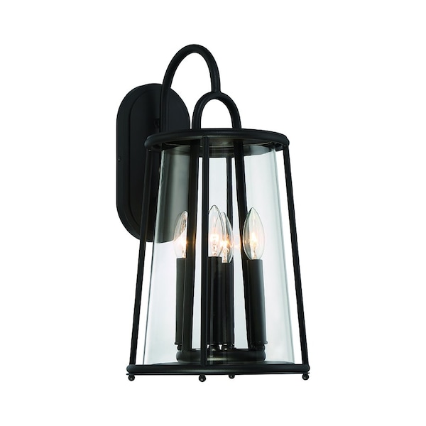 Eurofase Daulle Colonial 14" Round Outdoor 4-Light Flushmount, Satin Black /Clear Glass 42720-010 - main